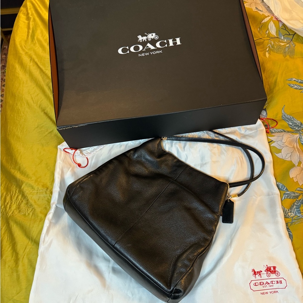 Coach Madison Black Leather Phoebe Shoulder Bag Gold … - Gem